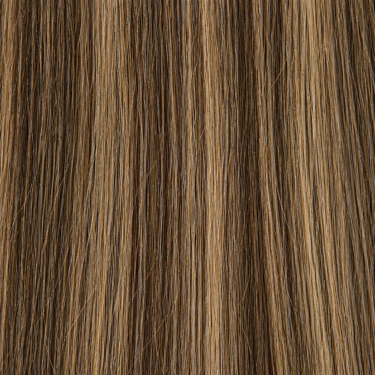 Close-up of the Remy human hair texture in shade #4/8/18 Highlights