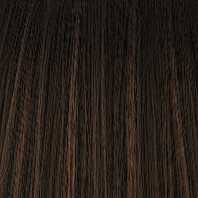 Close-up of the Remy human hair texture in shade #1BT/2/4 Balayage