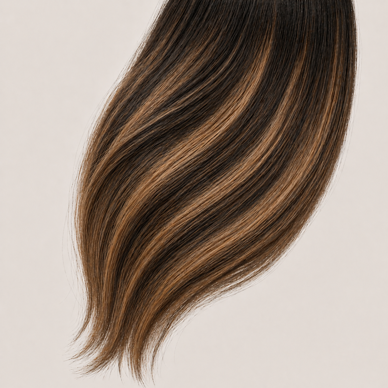 Stessia butterfly weft hair extensions in shade #1B/6 Balayage, laid flat