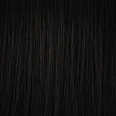 Close-up of the Remy human hair texture in shade #1 Jet Black