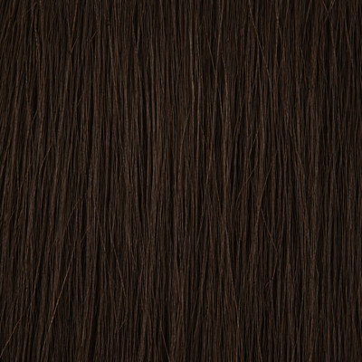Close-up of the Remy human hair texture in shade #2 Black Brown