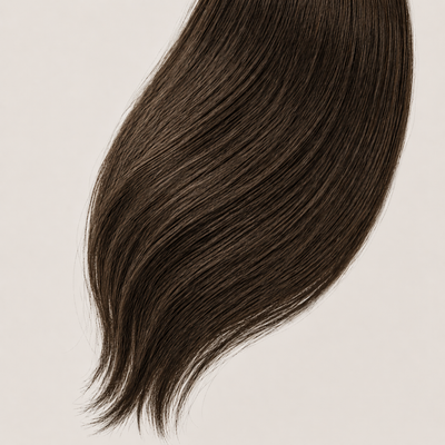 Stessia butterfly weft hair extensions in shade #3 Dark Brown, laid flat