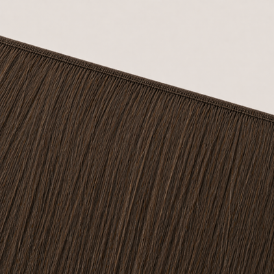 Flat butterfly weft seam of Stessia hair extensions in shade #3 Dark Brown