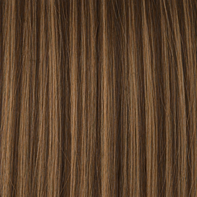 Close-up of the Remy human hair texture in shade #4/6 Highlights