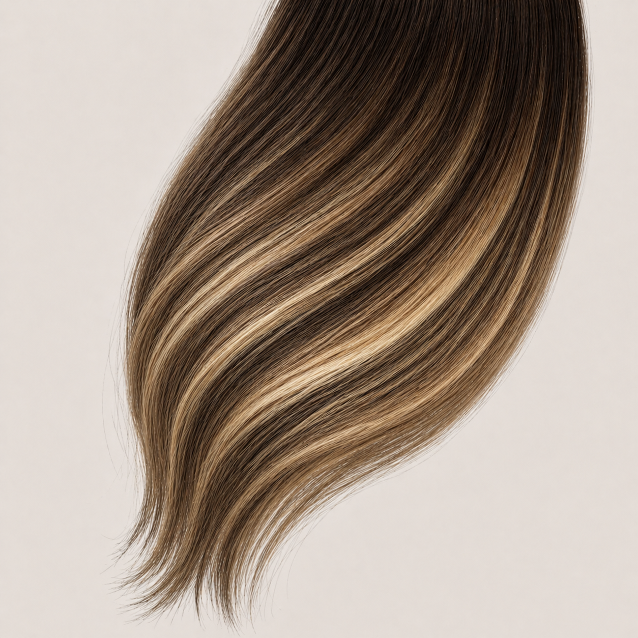 Stessia butterfly weft hair extensions in shade #4/8/18 Balayage, laid flat