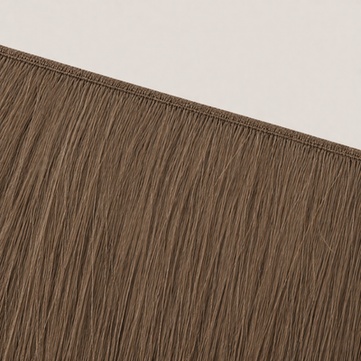 Flat butterfly weft seam of Stessia hair extensions in shade #5 Light Brown