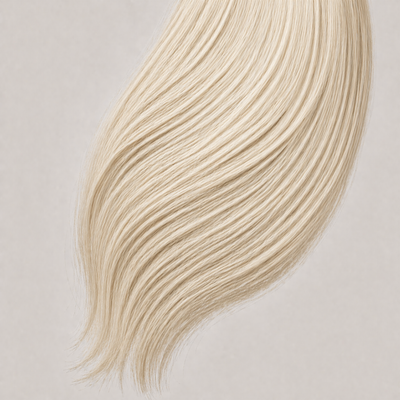 Stessia butterfly weft hair extensions in shade #60 Platinum Blonde, laid flat