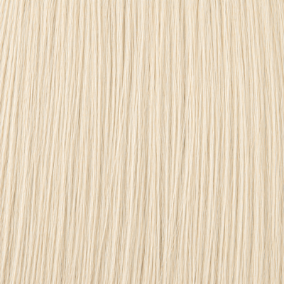 Close-up of the Remy human hair texture in shade #60 Platinum Blonde