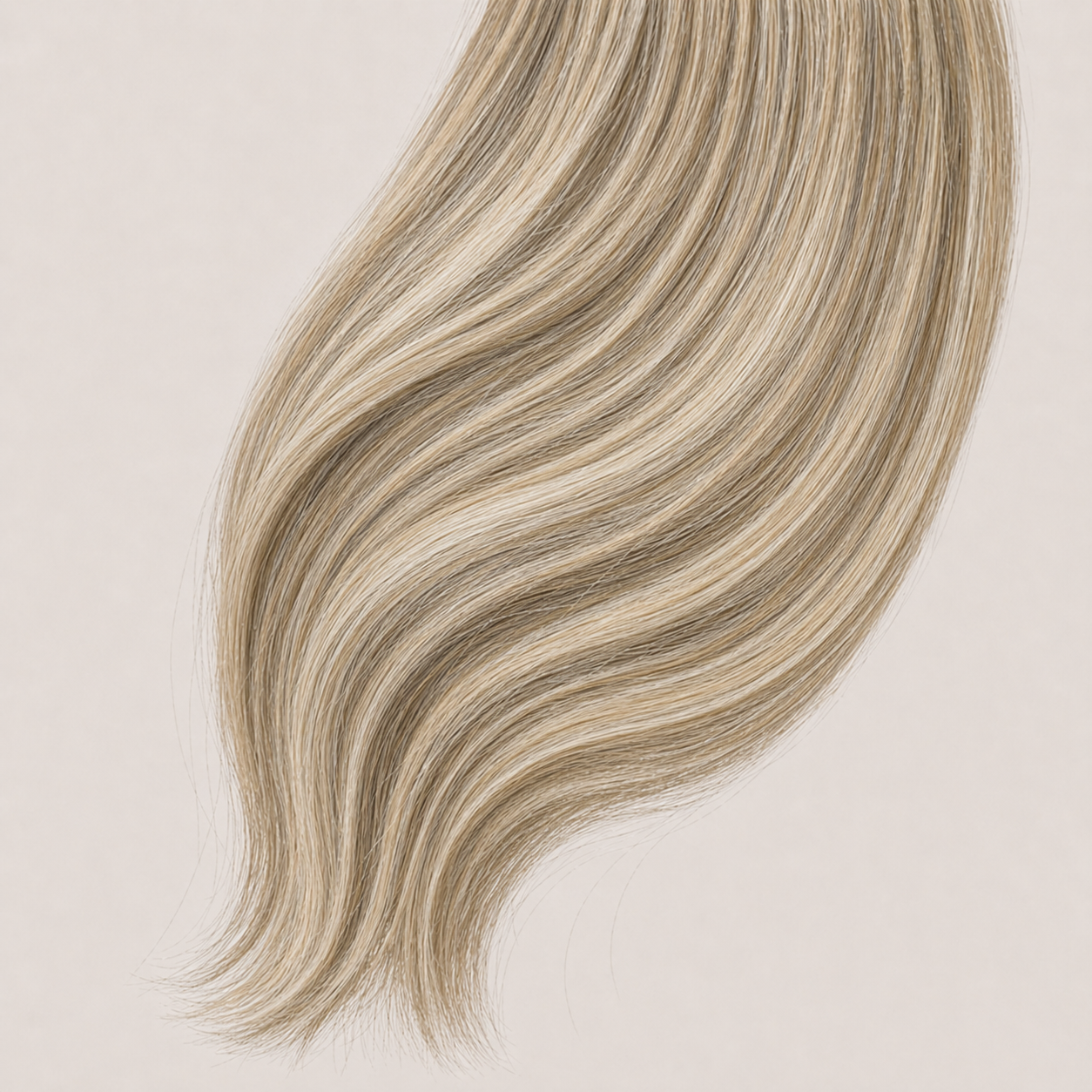 Stessia butterfly weft hair extensions in shade #613/18A Highlights, laid flat