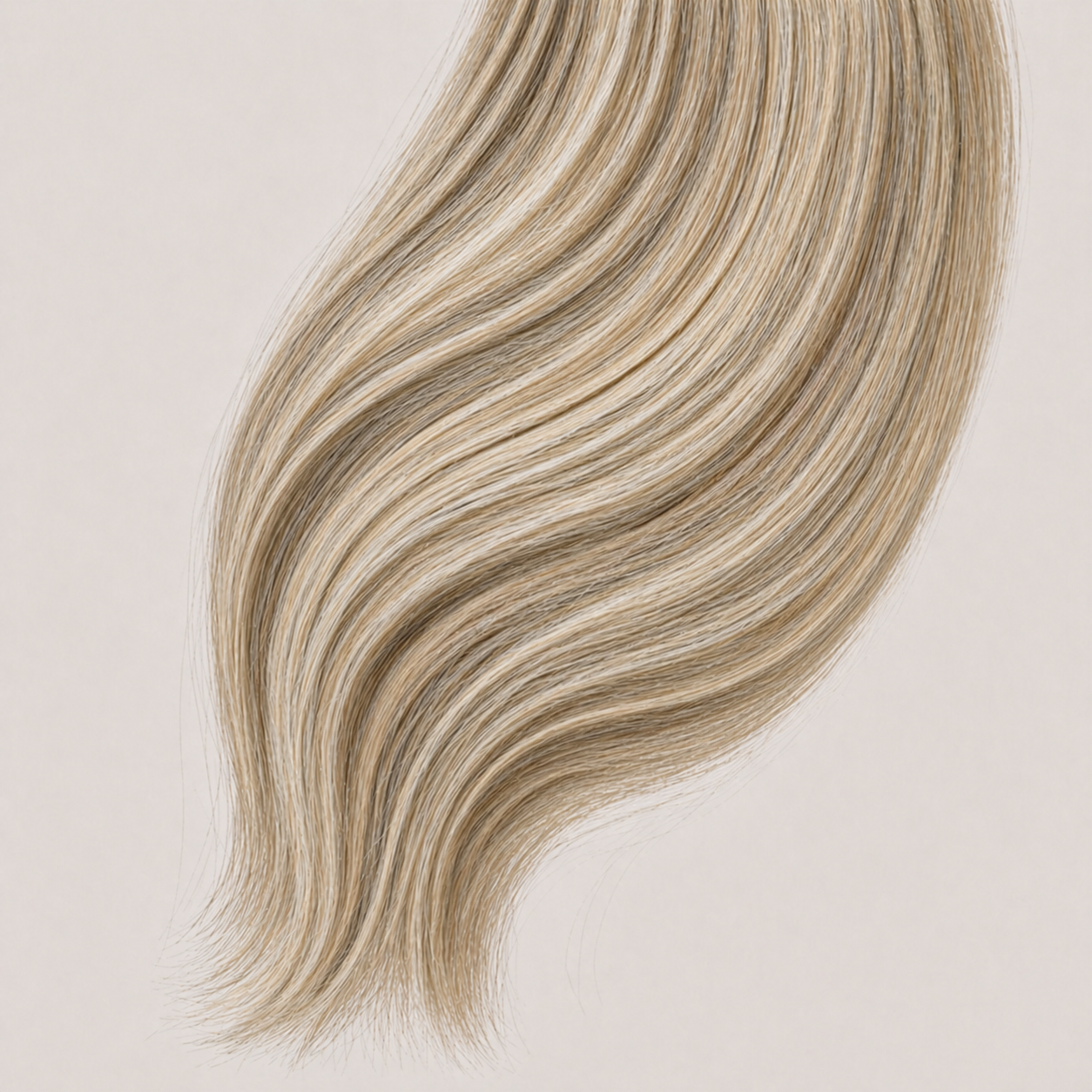 Stessia butterfly weft hair extensions in shade #613/18 Highlights, laid flat
