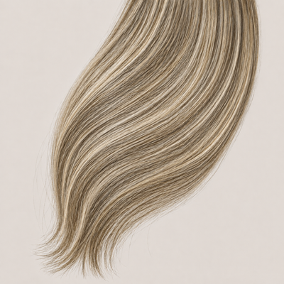Stessia butterfly weft hair extensions in shade #6/24 Highlights, laid flat