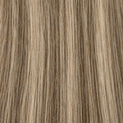 Close-up of the Remy human hair texture in shade #6/24 Highlights