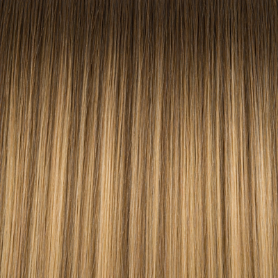Close-up of the Remy human hair texture in shade #6/6T24 Balayage