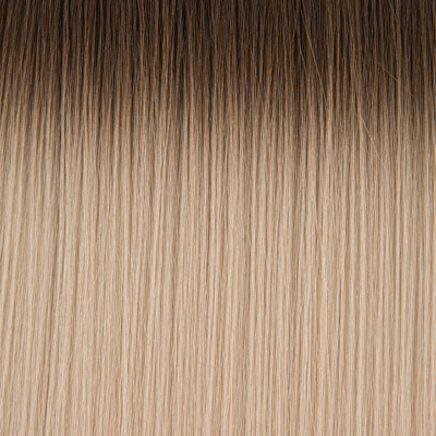 Close-up of the Remy human hair texture in shade #8T60 Rooted