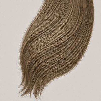 Stessia butterfly weft hair extensions in shade #8 Medium Blonde, laid flat