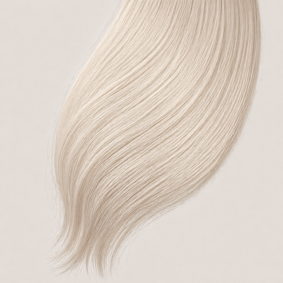 Stessia butterfly weft hair extensions in shade #Ivory, laid flat