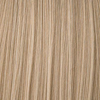 Close-up of the Remy human hair texture in shade #M18/613 Highlights